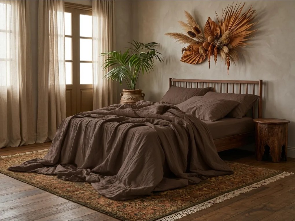 Lenjerie de pat MUSSARI din muselin maro inchis Dimensiune lenjerie de pat: 2 buc 70 x 90 cm | 200 x 220 cm