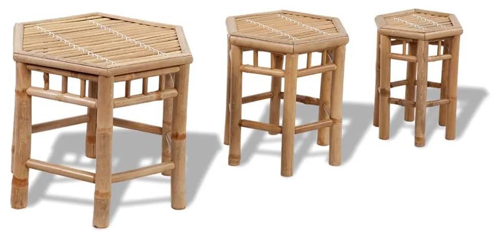 41495 vidaXL Set 3 scaune din lemn de bambus