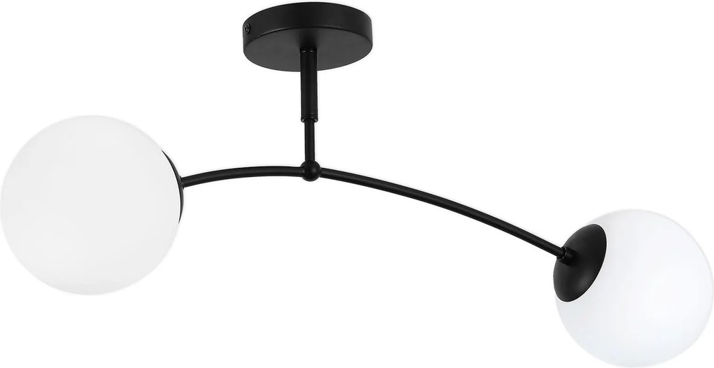 Plafoniera Sefora PL2 B Klausen Urban 2xE27 Negru 70x15x27 cm, Lustra Moderna Metal si Sticla Opal pentru Living, Design Elegant, Iluminat Interior