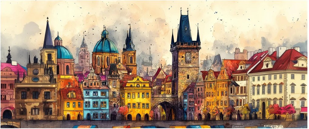Tablou - Toamna în orașul pictat (120x50 cm)