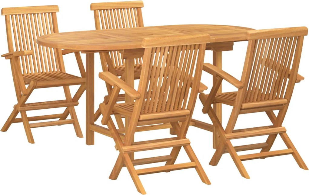vidaXL Set de masă pentru grădină 5 pcs Maro Lemn solid de tec