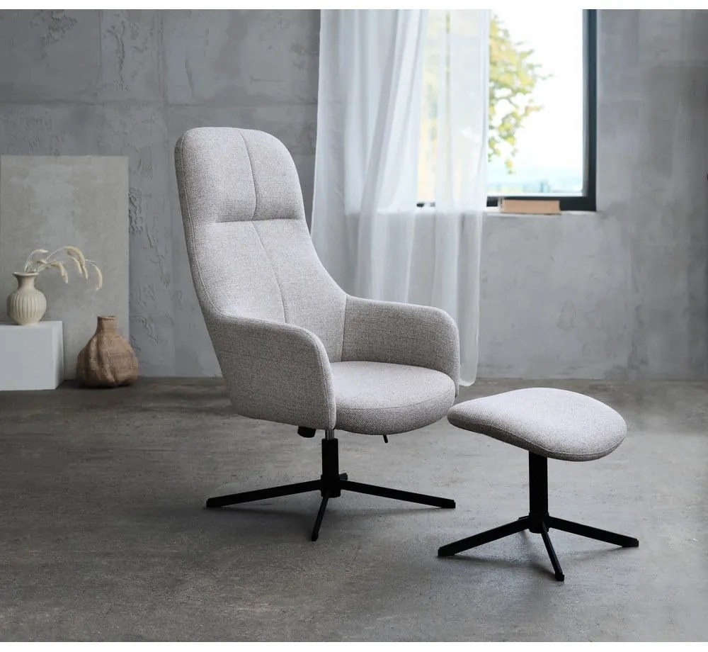 Fotoliu gri deschis pivotant de relaxare Manning – Unique Furniture