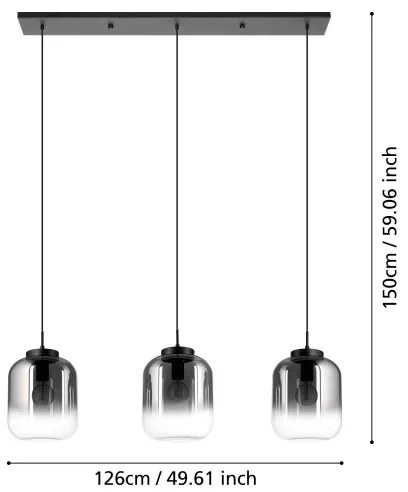 Lustră pe cablu Eglo 390104 BULCIAGO 3xE27/40W/230V fumuriu