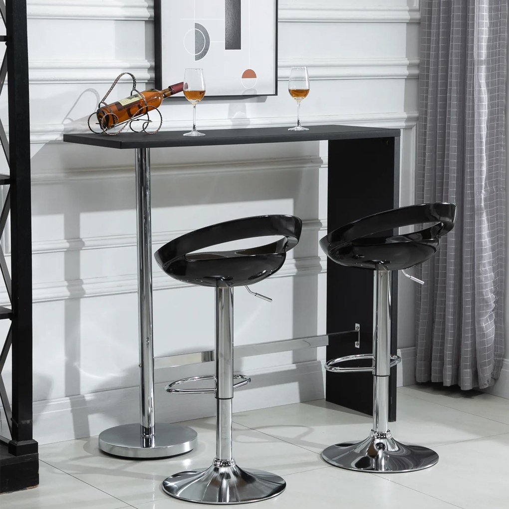 Set 2 scaune de bar, Rotire 360 °, Structura din metal, plastic ABS, negru 46x41x76-96cm HOMCOM | Aosom Romania