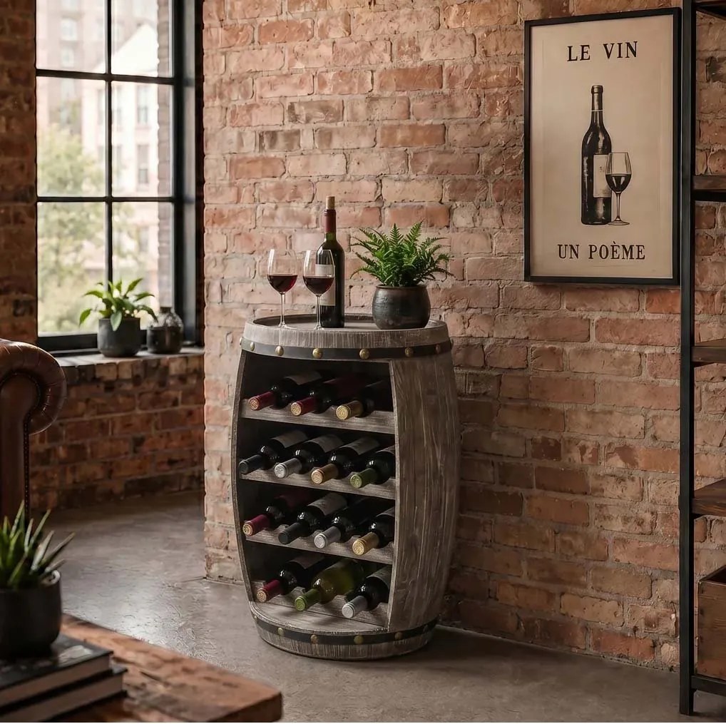 Raft pentru sticle- Bar design colonial Chateau 60cm natur