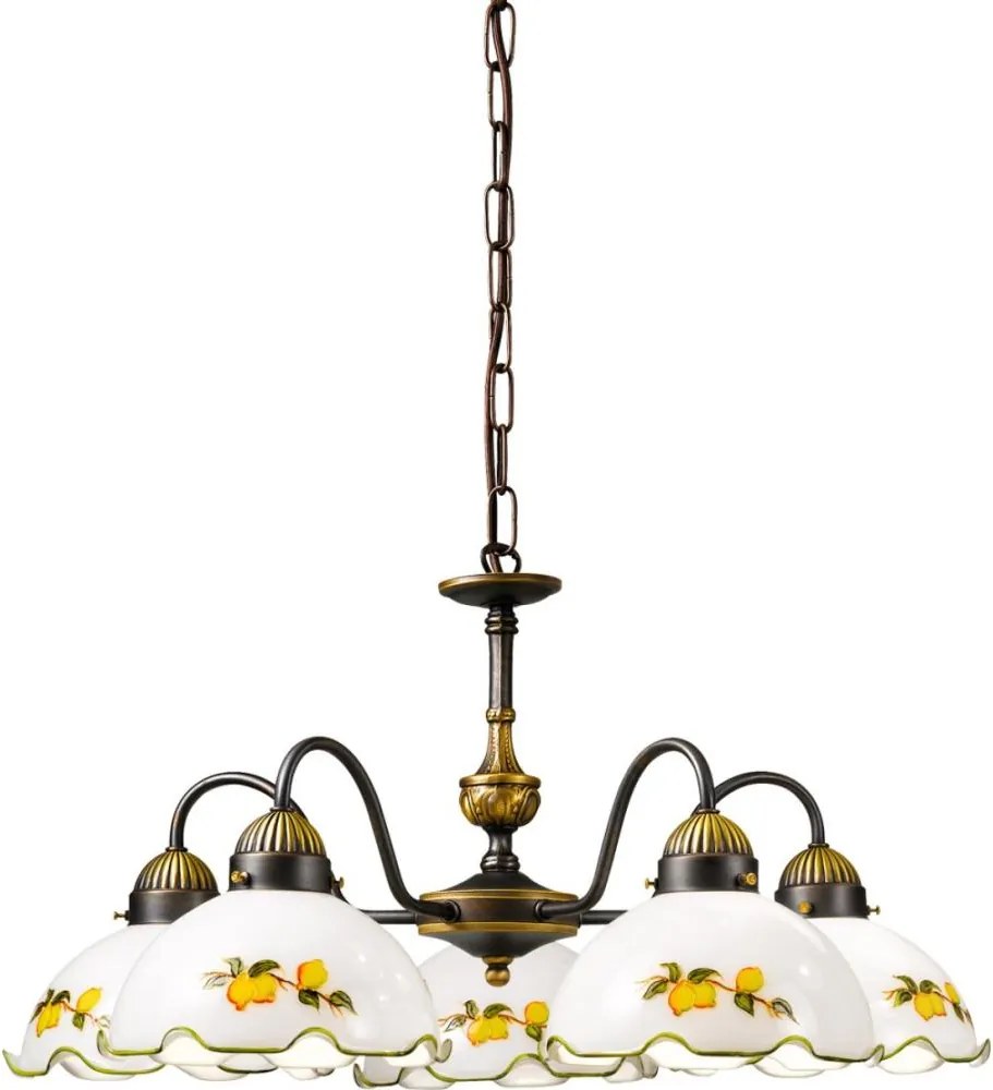 Kolarz 731.85.116 - Candelabru suspendat cu lanț NONNA, 5xE27/75W/230V, culoare lămâie