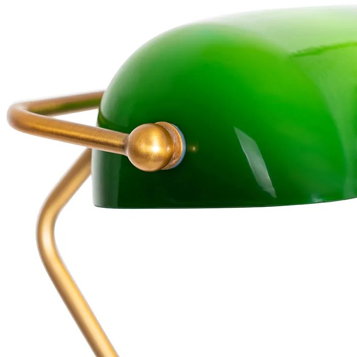Lampă de podea clasică notar bronz cu sticlă verde - Banker