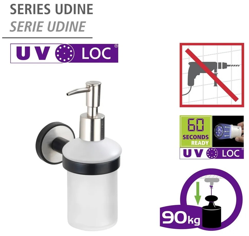 Dozator de săpun lichid alb autoadeziv din sticlă 0.2 l Udine – Wenko