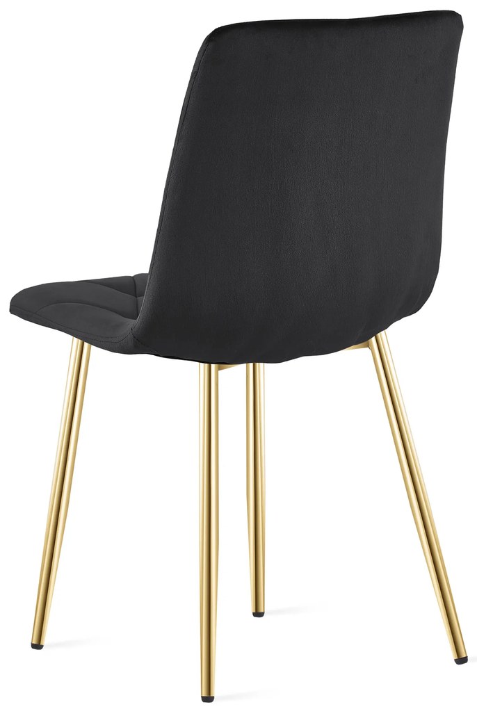 Scaun de sufragerie LIBRA din catifea neagra cu picioare aurii