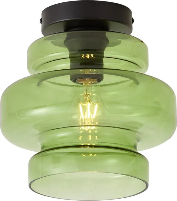 Plafonieră retro neagră cu sticlă verde - Denise