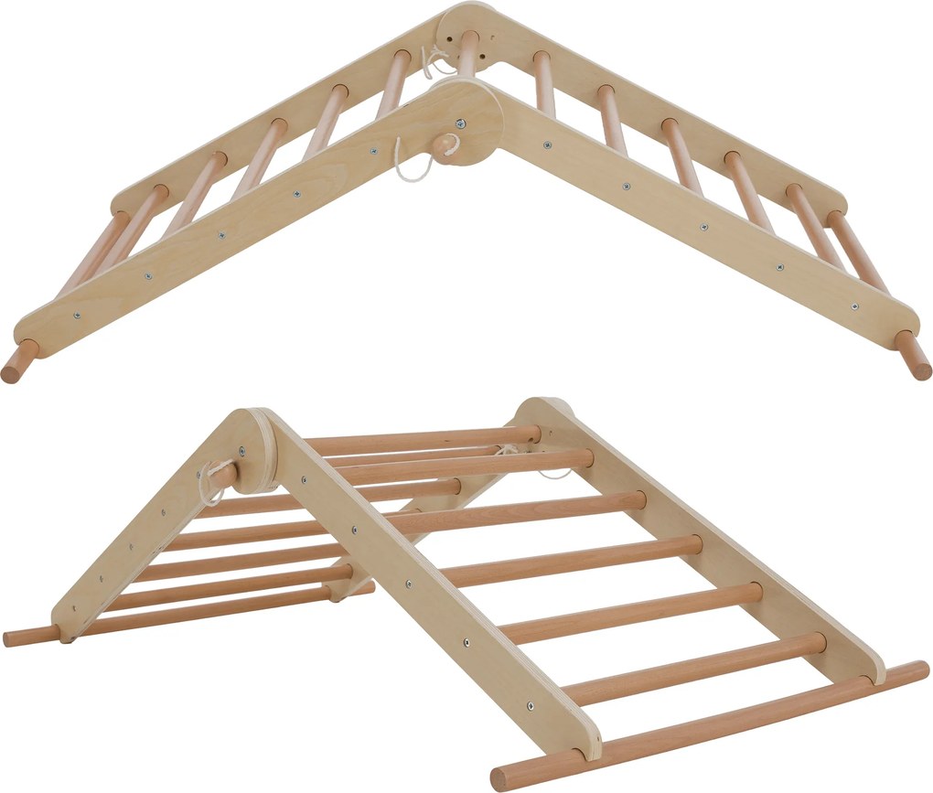 Montessori Triunghiul Pikler 3în1, natural/mix de culori, OPRIN