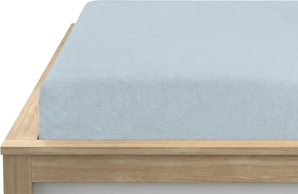 Cearșaf din fleece cu elastic MOLTON albastru glaciar 90 x 200 cm