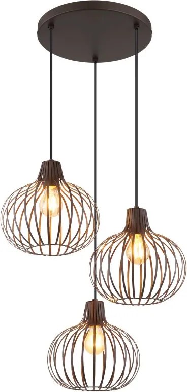 Lustra cu 3 pendule metal ruginiu MATEO