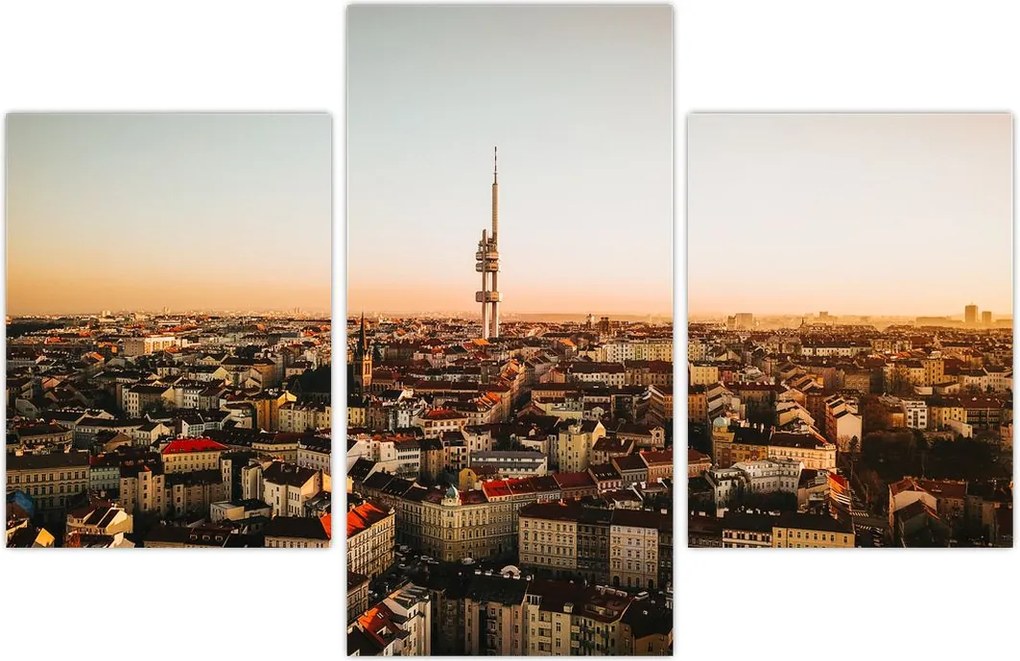 Tablou apusului de soare deasupra orașului Zizkov (90x60 cm)