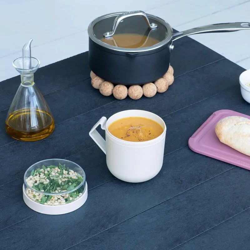 Ceasca pentru supa cu capac Brabantia Make&Take 1006295, 600+180 ml, Capac cu infiletare, Fara BPA, Gri