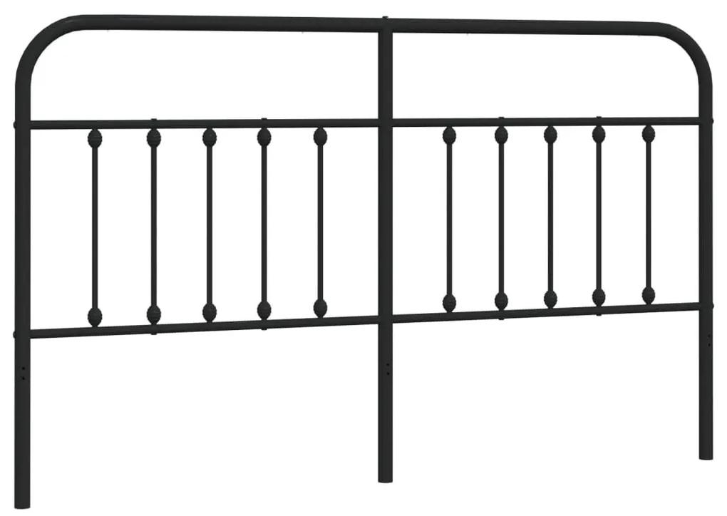 352613 vidaXL Tăblie de pat metalică, negru, 160 cm