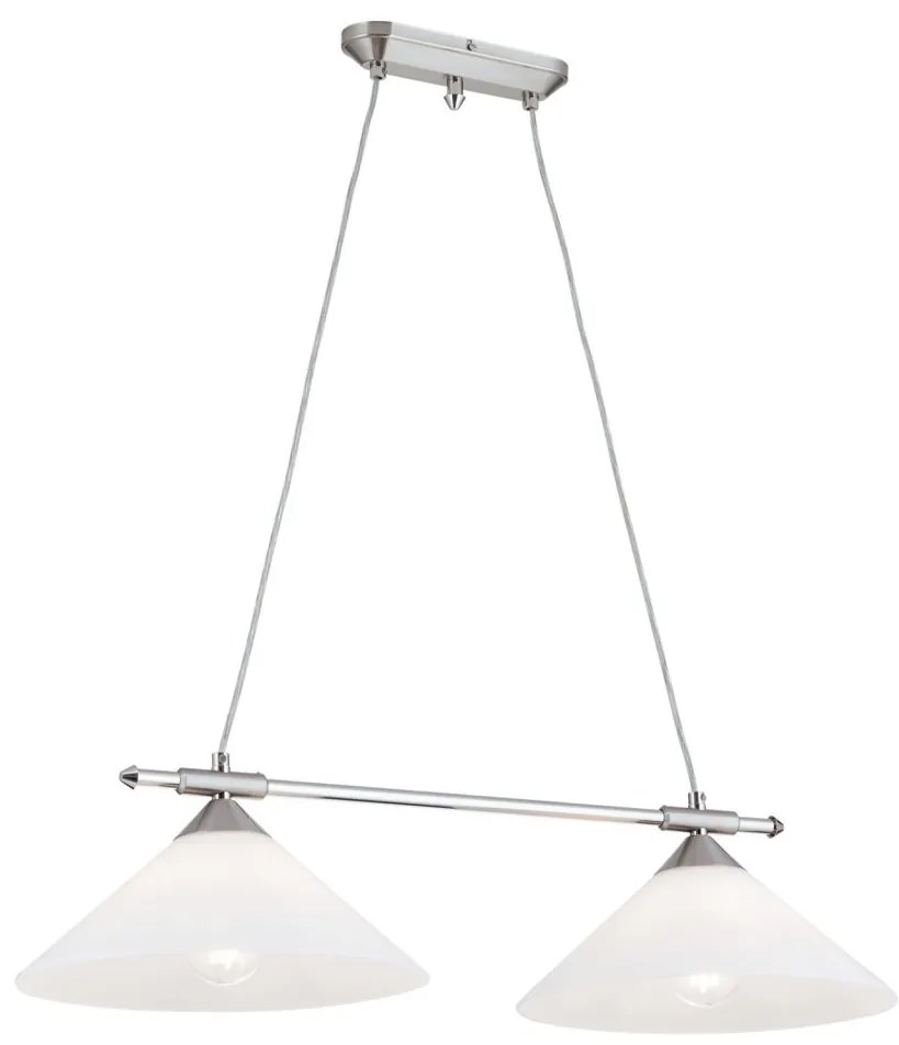 Lustra, Pendul realizat manual ARTDESIGN 2L, crom satinat/ alb opac