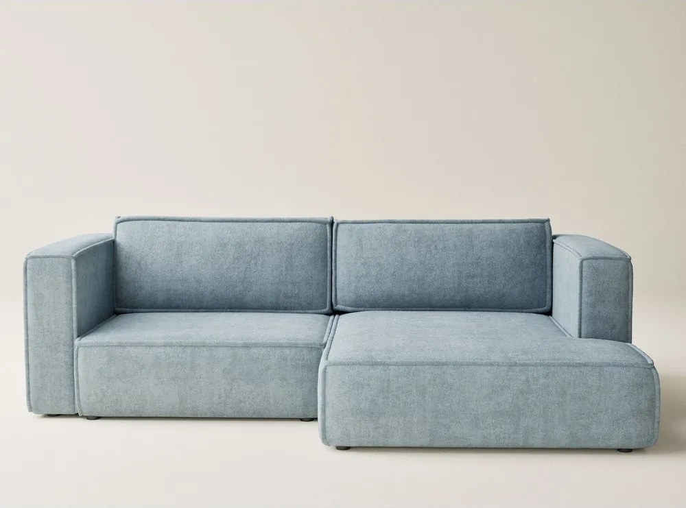 Colțar albastru deschis extensibil/cu spațiu de depozitare cu tapițerie din chenille (cu colț pe partea dreaptă/cu șezlong) Velto – Maison de Rêve