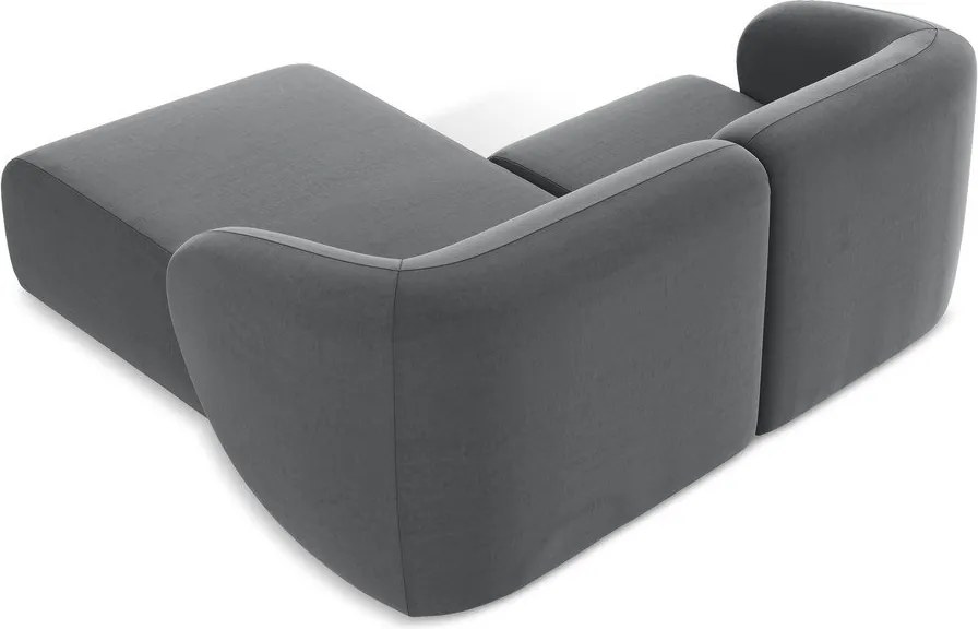 Colțar gri cu tapițerie din catifea (cu colț pe partea dreaptă/cu șezlong) Lani – Makamii