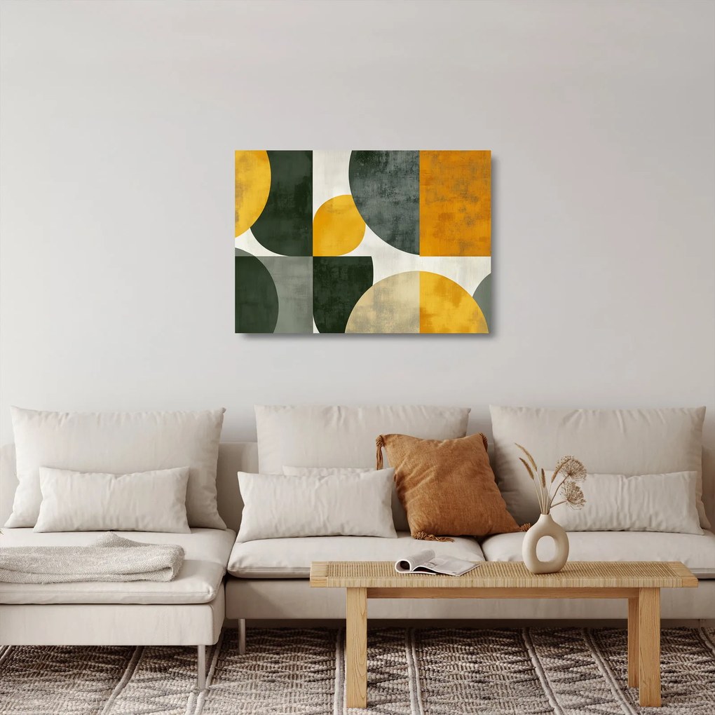 Tablou pe sticlă - Abstracție în culoare de măslin (70x50 cm)