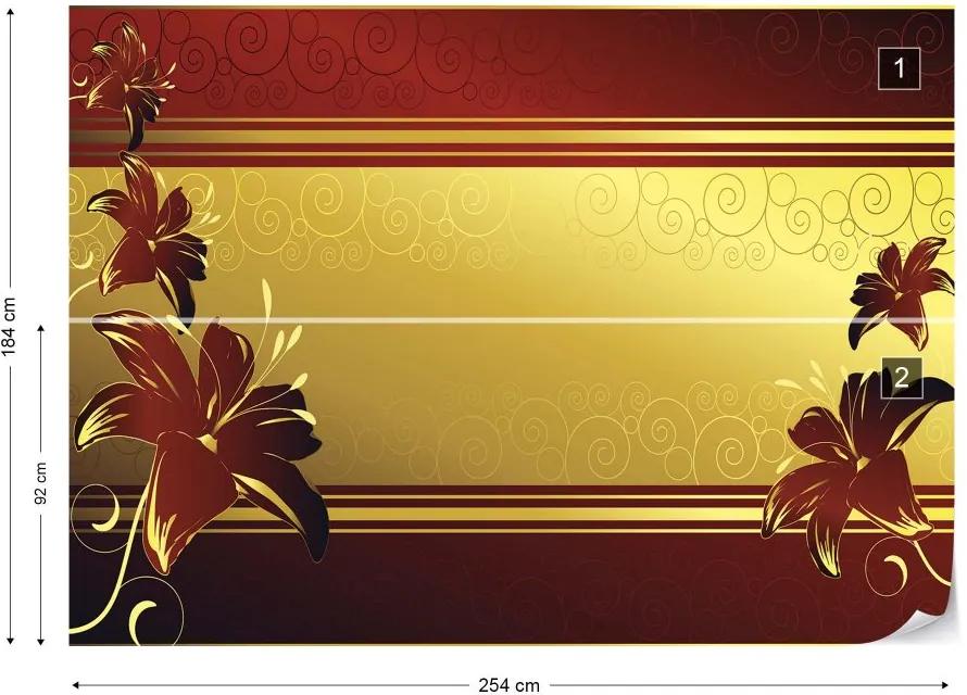 GLIX Fototapet - Luxury Floral Design Red Vliesová tapeta  - 254x184 cm