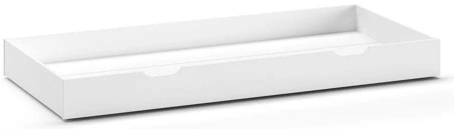 Pat‑căsuță 90 × 200 cm ALB cu balustradă și sertar – refugiu sigur și somn liniștit – gamă Dallas – Vipack