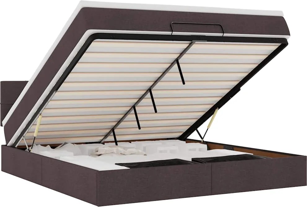 vidaXL Cadru de pat otoman cu saltea țesătură maro închis 160x200cm