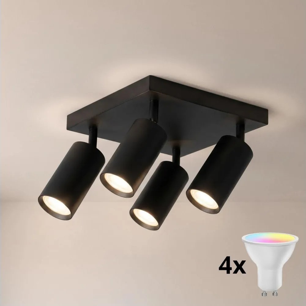 Brilagi - Spot LED RGBW dimabil SELE SQUARE 4xGU10/6,5W/230V negru