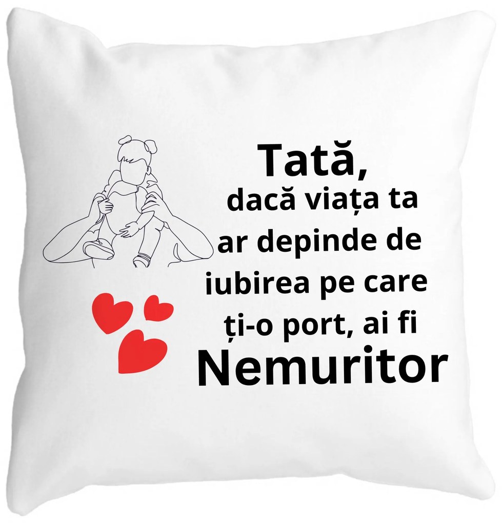 Perna Decorativa pentru Tata 1,40x40 cm, Alba, Mata, Husa Detasabila, Burduf