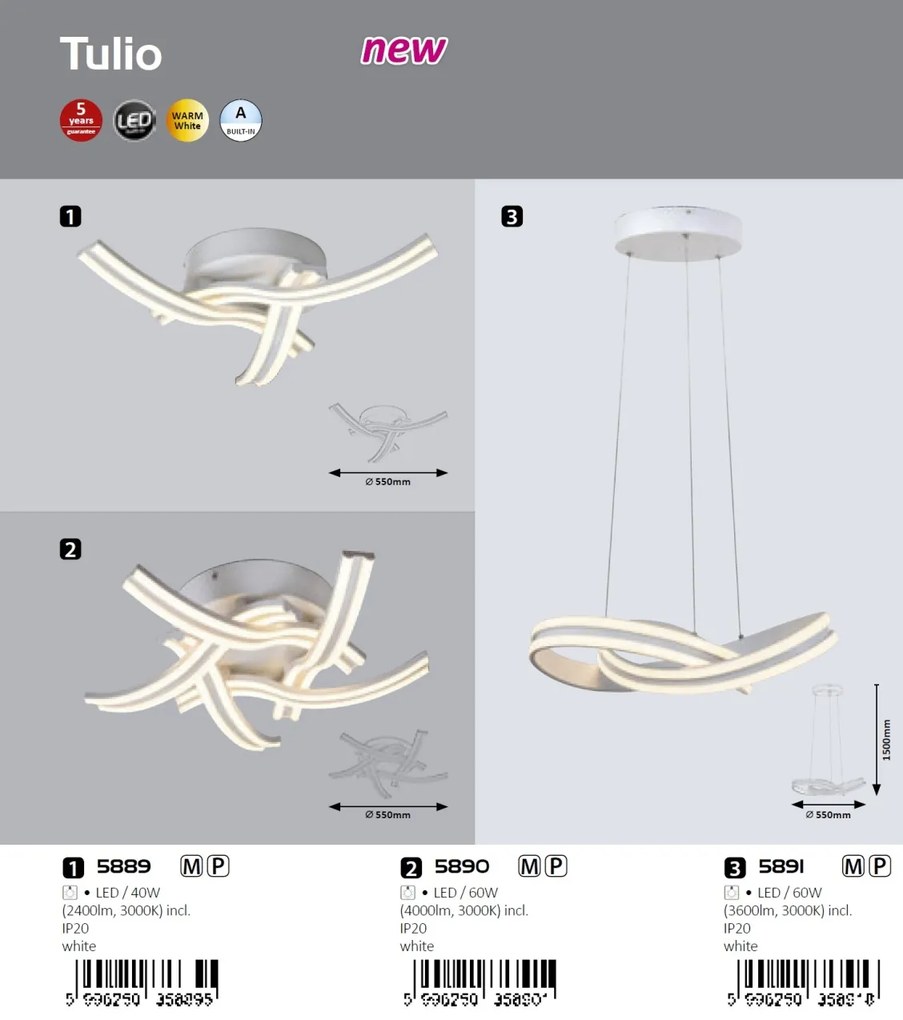 Lustra LED aplicata design modern Tulio 5890 RX