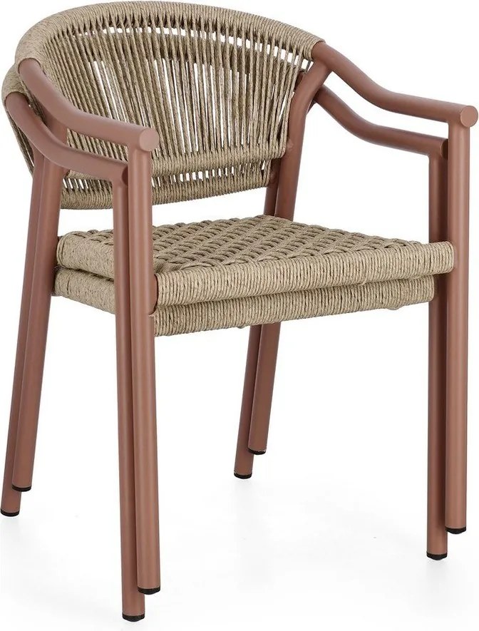 Scaun de grădină roșu/în culoare naturală din metal Canarias – Bizzotto