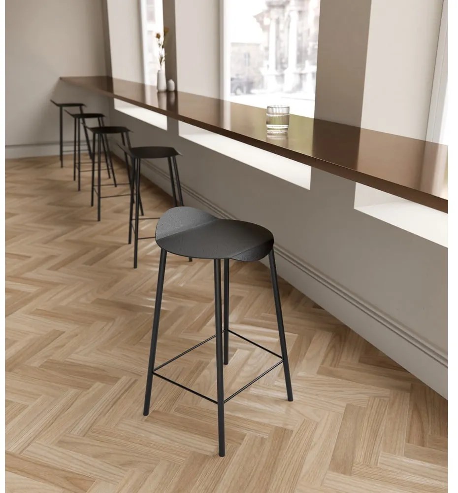 Scaun de bar negru din piele Flamingo Bull – LIND DNA