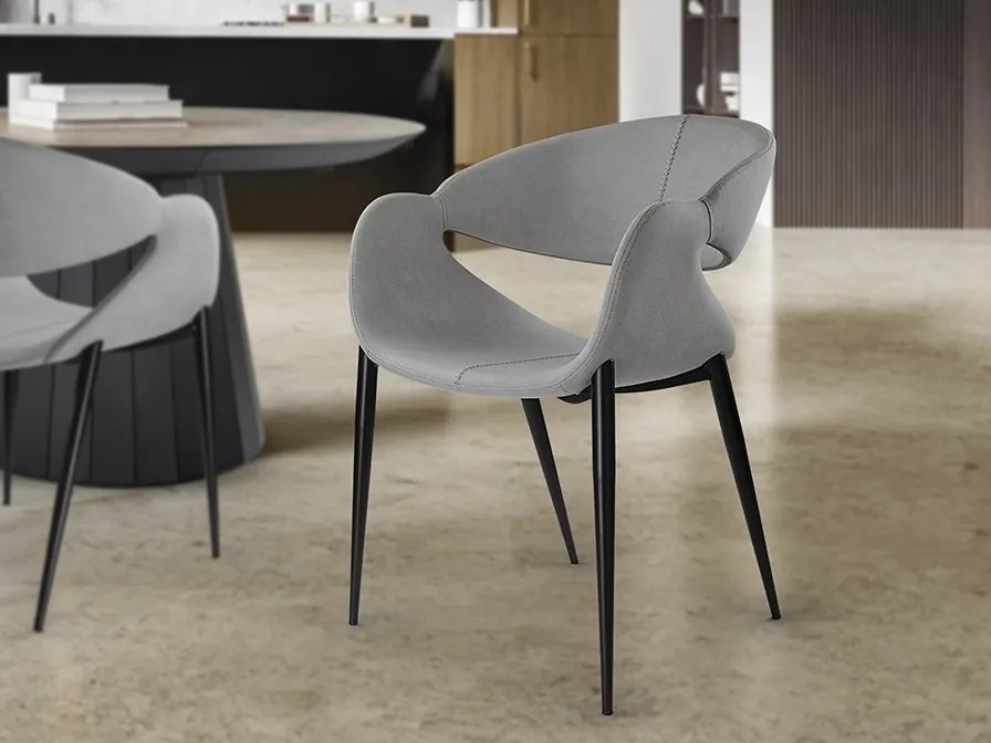 Scaun dining design elegant Giro gri