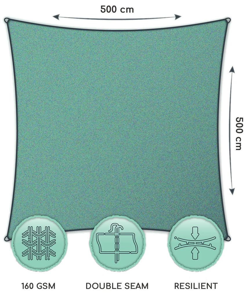Parasolar pătrat, 5 × 5 m, poliester, respirabil