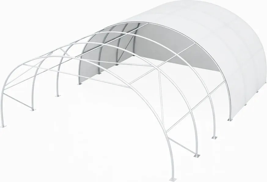 Cort profesional industrial de depozitare, structura simpla, tip semirotund, 12.2x24x6.1 m, Alb,