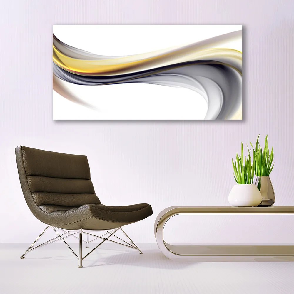 Tablou pe panza canvas Abstract Art Galben Gri Alb