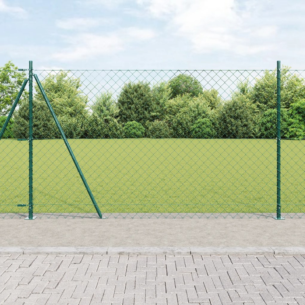 vidaXL Stâlp de gard. Verde 25 x 1,4 m (plasă 60 x 60 mm) Oțel și PVC