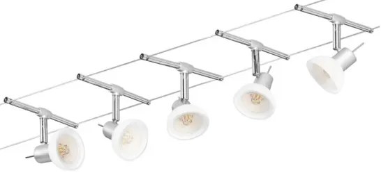 Paulmann 94136 - Set 5xGU5,3/10W, sistem complet de iluminat pe cablu SHEELA, 230V, crom