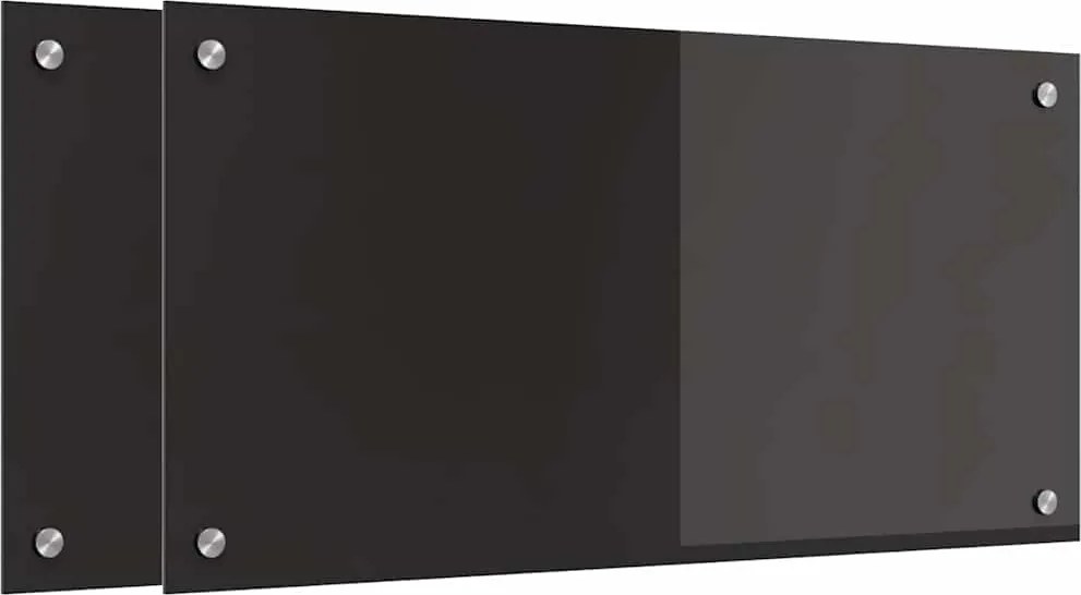 vidaXL Panou de bucătărie 2 pcs Negru 80 x 40 cm sticlă securizată