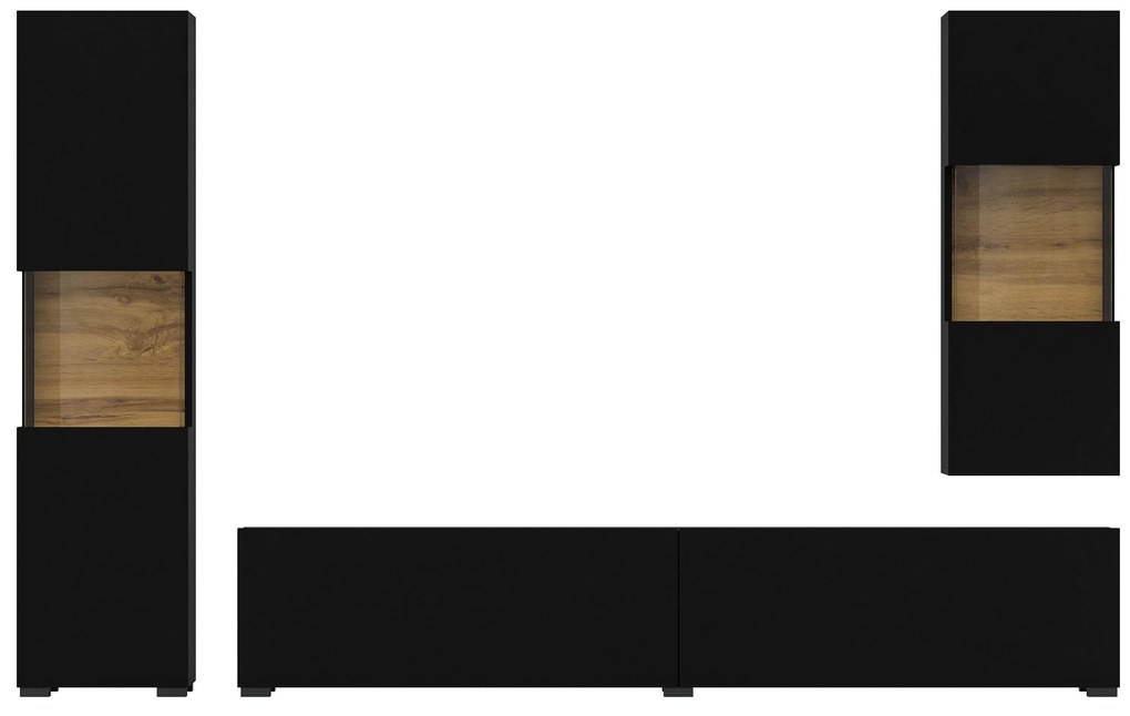 Mobilier living Avernic Typ 10 (onyx negru + Stejar wotan). 1042064