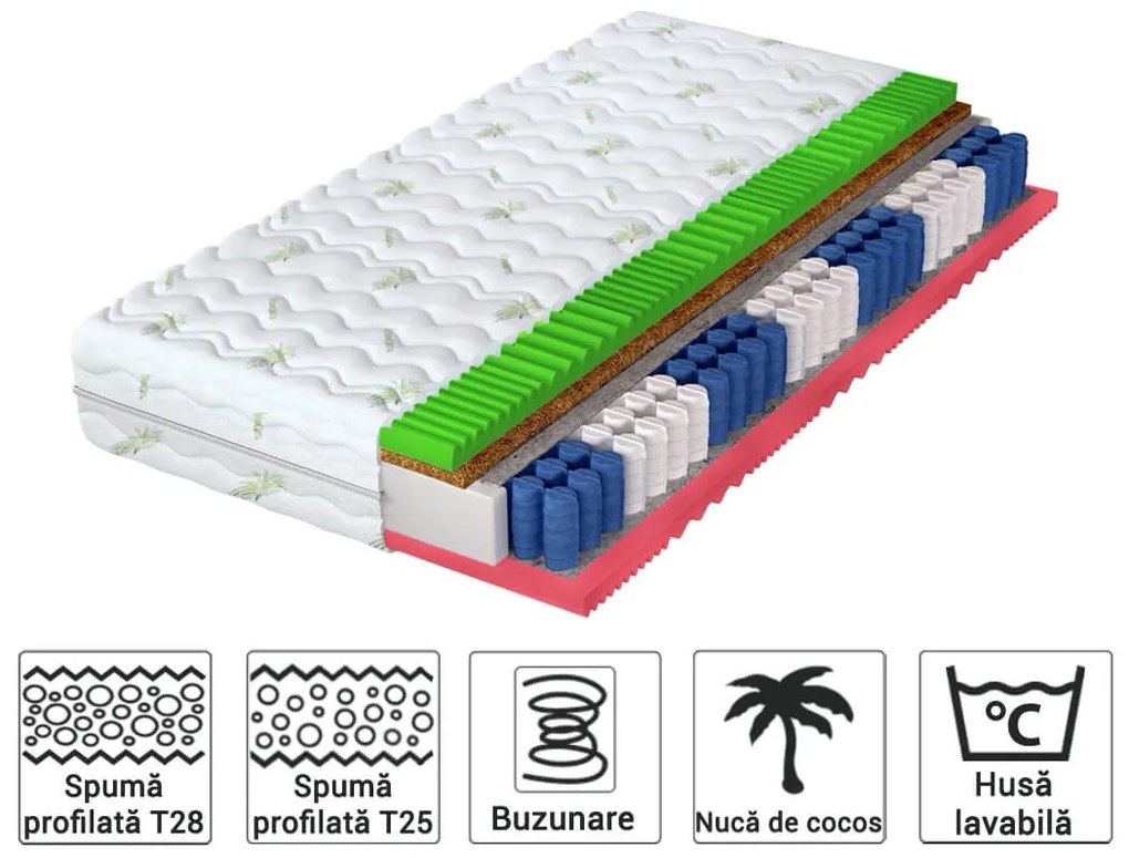 Saltea cu arcuri HERA cu cocos 180x200