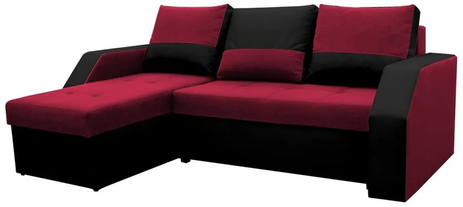 Coltar extensibil Madrid, 226x145x79 cm, 2 lazi depozitare, Reversibil, Rosu/Negru