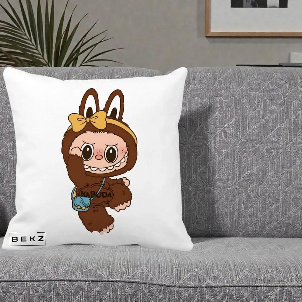 Perna Personalizata Kabuda Maro cu Funda Aurie, 40x40 cm, Alba Mata, Husa Detasabila, Perna Inclusa, BEKZ®