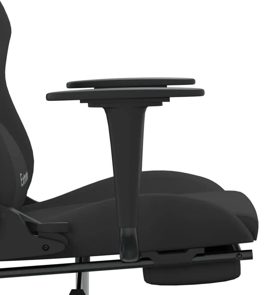 Scaun de gaming cu suport picioare, negru, textil