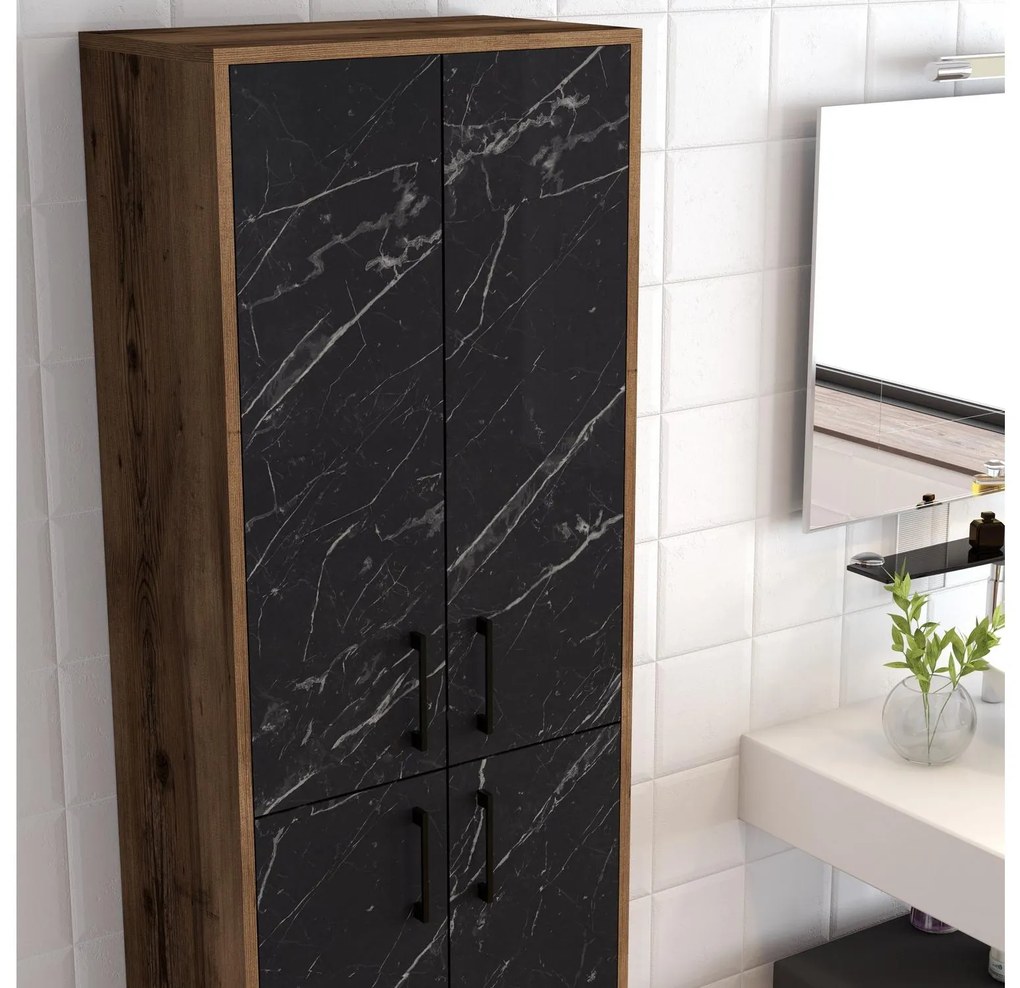 Dulap cu rafturi Betina A (Nuc + Negru). 1088325