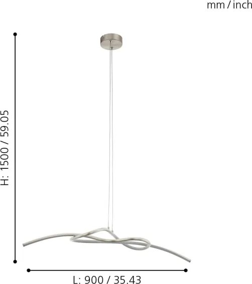 Eglo 97938 - Lustră LED pe cablu NOVAFELTRIA LED/16W/230V