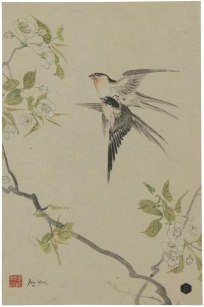 Poster din hârtie handmade BePureHome Swallows, 47 x 32 cm