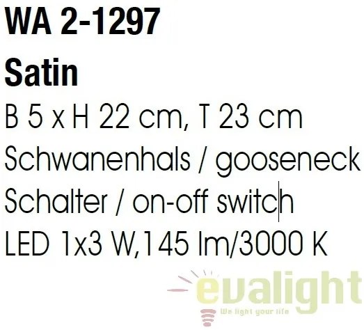 Aplica de perete LED moderna cu brat flexibil Flexo WA 2-1297 satin OR