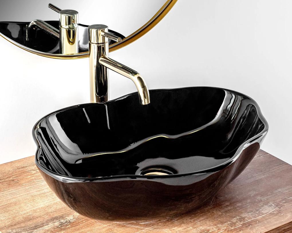 Lavoar Pearl Shiny ceramica sanitara Negru Lucios – 51,5 cm