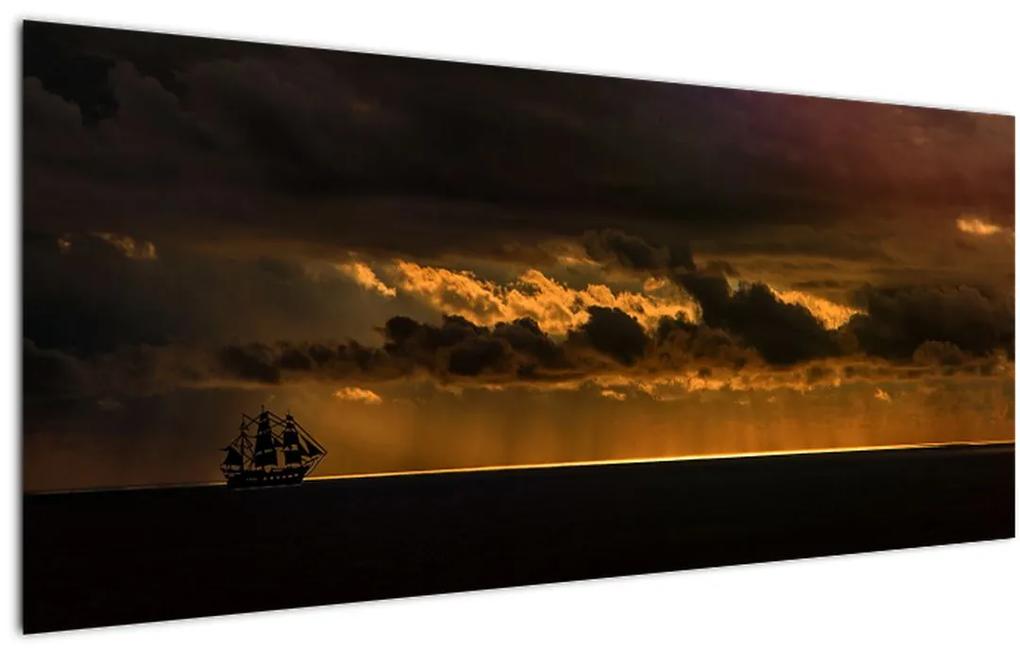 Tablou unei vele  în apus de soare (120x50 cm), în 40 de alte dimensiuni noi